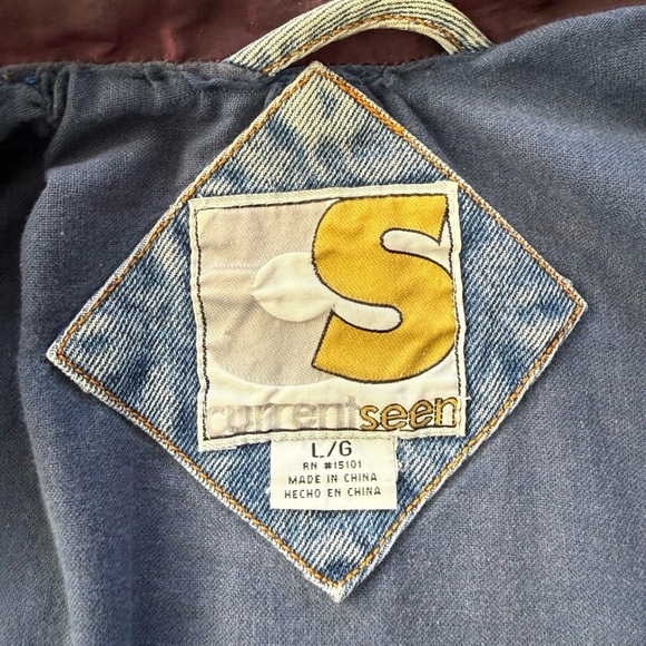 Vintage 90s Oversized Denim Jacket | Western Patchwork Boho Retro | Size L - Picture 5 of 10